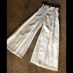 Wide leg cream linen pants